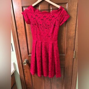 Missmay Retro Flare Cute Red Lace Dress - Size S